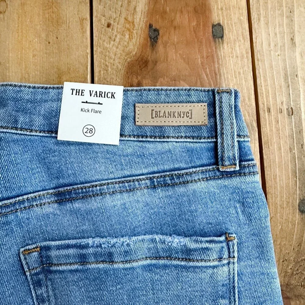 BLANKNYC The Varick Women's High-Waisted Kick Flare‎ Jeans Blue Size 28 Crop